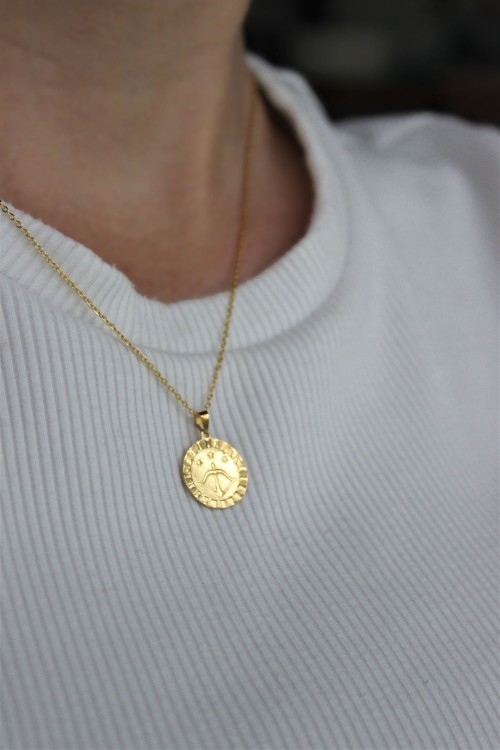 Naszyjnik z medalikami to najlepsza forma talizmanu. Monetki  na łańcuszku. Motywujący naszyjnik. medaliony. amulet talizman. Choker. Złoty medalik pr.585